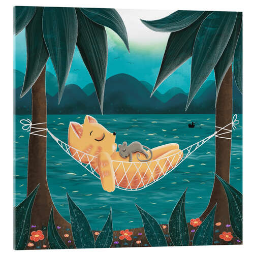 Acrylic print Leo and Susi chilling in the hammock