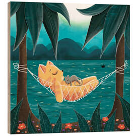Holzbild Leo und Susi chillen in der Hängematte - WACHtraum