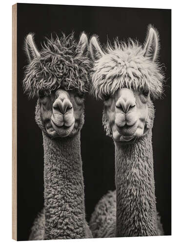 Wood print Alpaca Love Forever