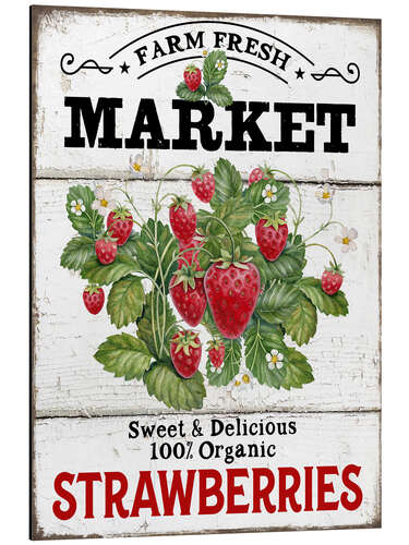 Tableau en aluminium Farm Fresh Market Strawberries