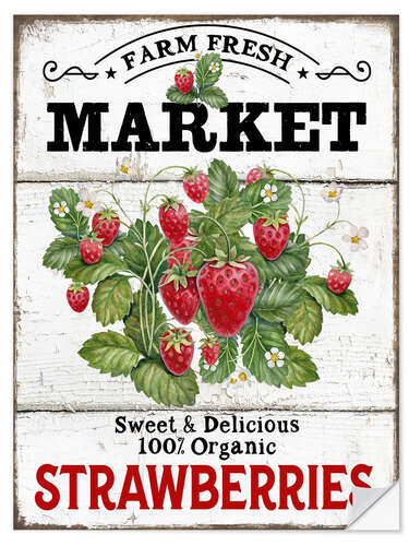 Adesivo murale Farm Fresh Market Strawberries