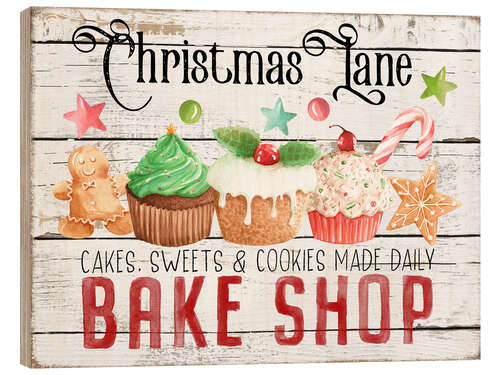 Wood print Christmas Bake Shop