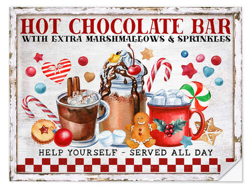 Selvklæbende plakat Christmas Hot Chocolate Bar