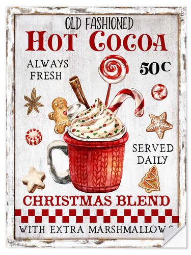 Selvklæbende plakat Old Fashioned Hot Cocoa