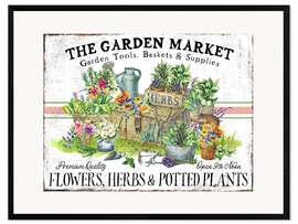 Impression artistique encadrée Garden Market Potted Plants