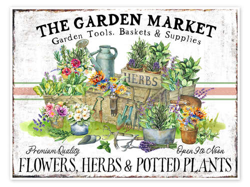 Poster Garden Market Potted Plants