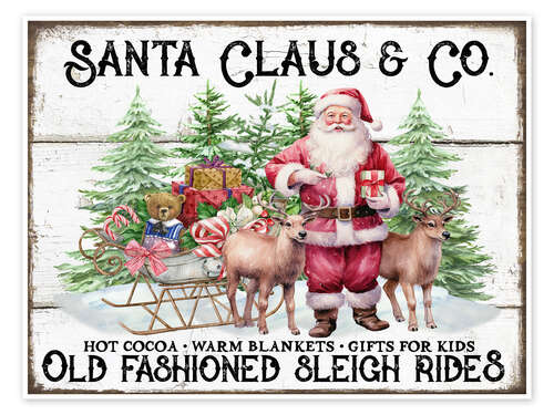 Poster Christmas Sleigh Rides with Santa