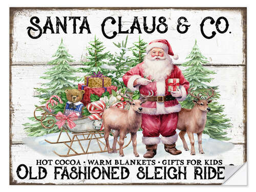 Sticker mural Christmas Sleigh Rides with Santa