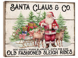 Print på træ Christmas Sleigh Rides with Santa - Belle Creatif