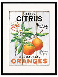 Impression artistique encadrée Retro Farmer's Market Oranges
