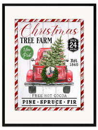 Stampa artistica con cornice Christmas Tree Farm Truck
