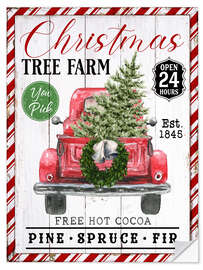 Selvklæbende plakat Christmas Tree Farm Truck