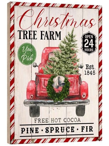 Wood print Christmas Tree Farm Truck