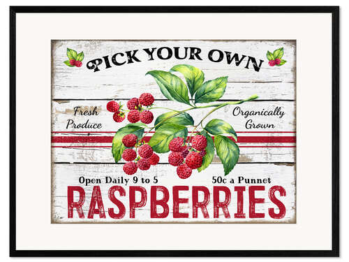 Framed art print Pick Your Own Raspberries