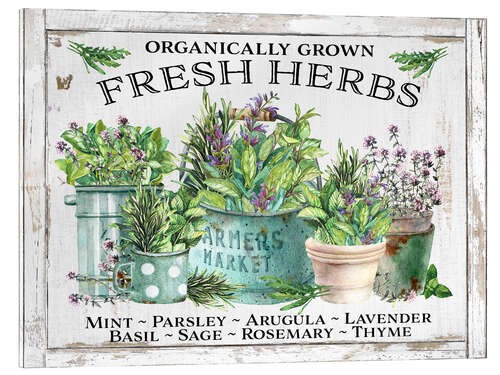 Tableau en verre acrylique Organic Fresh Herb Pots