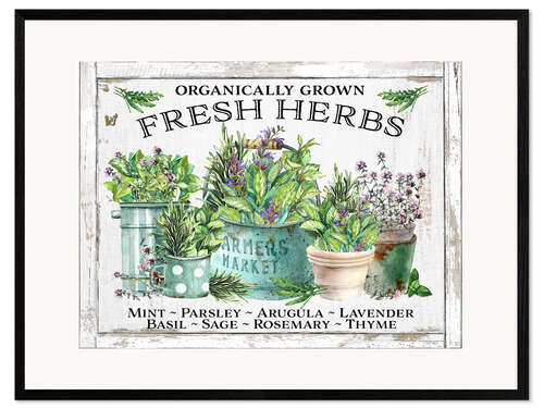 Impression artistique encadrée Organic Fresh Herb Pots