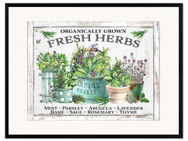 Impression artistique encadrée Organic Fresh Herb Pots - Belle Creatif