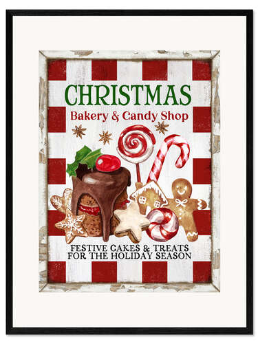 Stampa artistica con cornice Christmas Bakery and Candy Shop