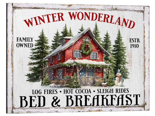 Print på aluminium Winter Wonderland Bed and Breakfast