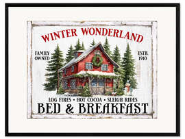 Gerahmter Kunstdruck Winter Wonderland Bed and Breakfast