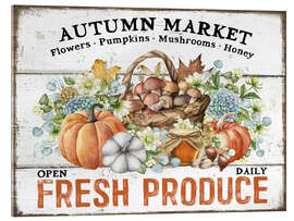 Stampa su vetro acrilico Autumn Market - fiori, zucche, funghi, miele - Belle Creatif