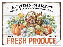 Naklejka na ścianę Autumn Market - flowers, pumpkins, mushrooms, honey