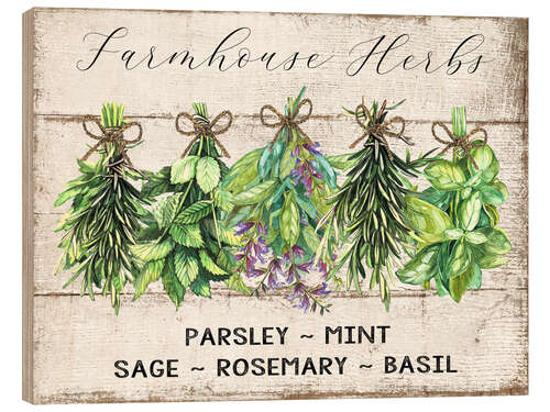 Trätavla Farmhouse Herbs