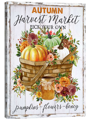 Tableau sur toile Autumn Harvest Market - Pumpkin Basket