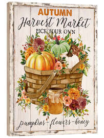 Trätavla Autumn Harvest Market - Pumpkin Basket - Belle Creatif