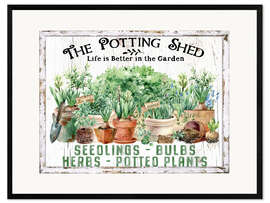 Gerahmter Kunstdruck Blumenschuppen im Bauernhausstil