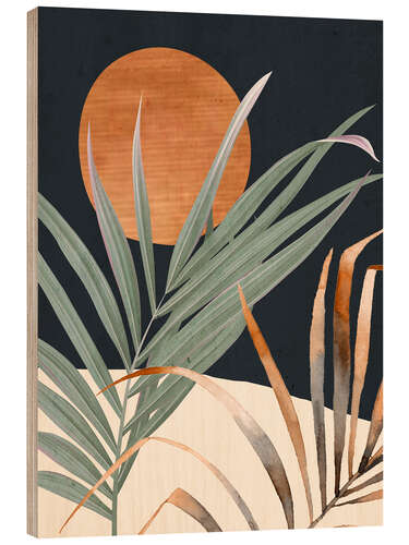 Hout print Tropical Leaves I