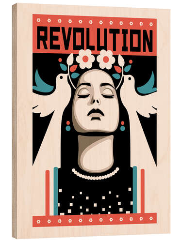 Wood print Revolution and Peace