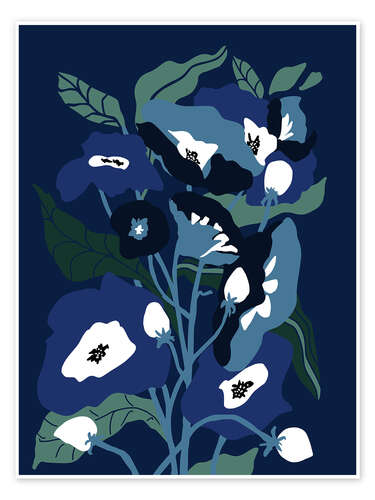 Poster Garden Flowers At Night
