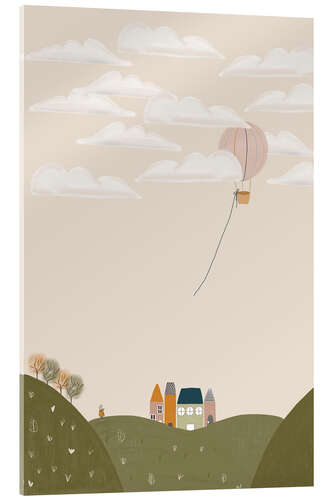Quadro em acrílico Pink Hot Air Balloon