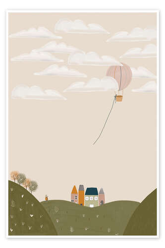 Poster Pink Hot Air Balloon