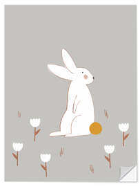 Selvklæbende plakat White Little Bunny
