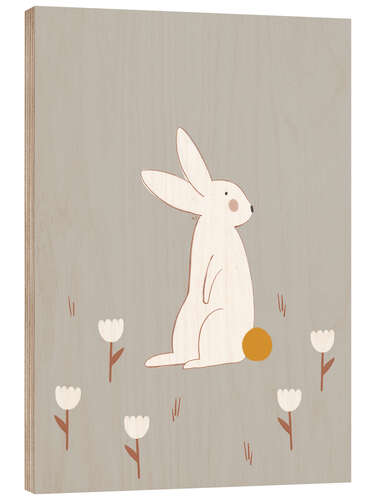 Tableau en bois White Little Bunny