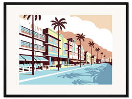 Gerahmter Kunstdruck Miami Oceandrive