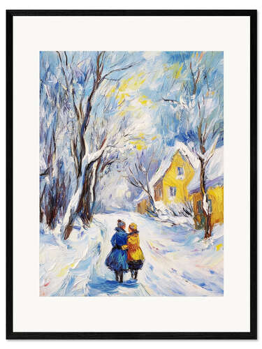 Gerahmter Kunstdruck Winterwanderung