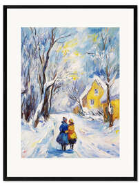 Gerahmter Kunstdruck Winterwanderung