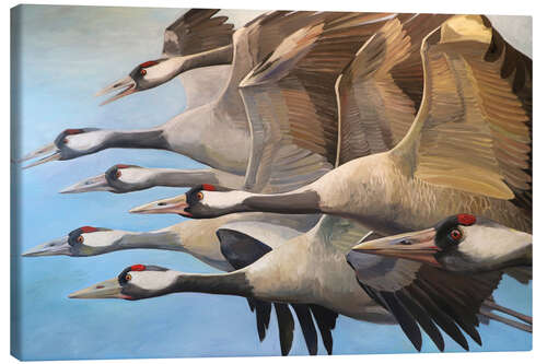 Lienzo Cranes on their way south