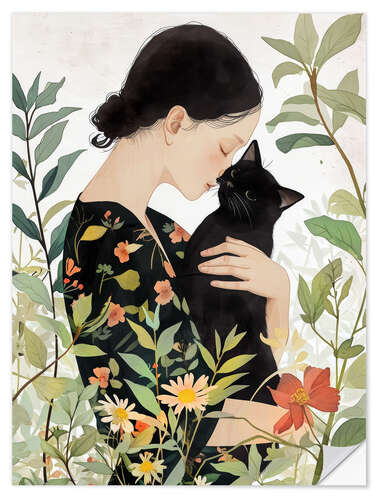 Selvklæbende plakat Cat Lady