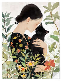 Selvklæbende plakat Cat Lady