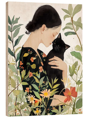 Holzbild Cat Lady