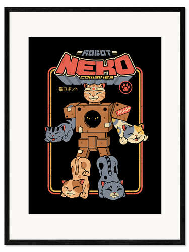 Ingelijste kunstdruk Robot Neko Cat