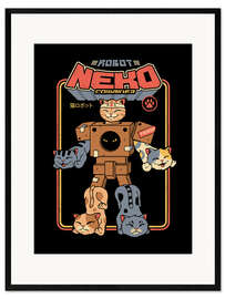 Ingelijste kunstdruk Robot Neko Cat