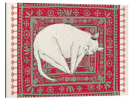 Quadro em alumínio Sleeping cat on red carpet
