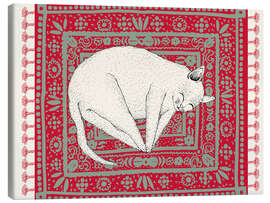 Lienzo Sleeping cat on red carpet