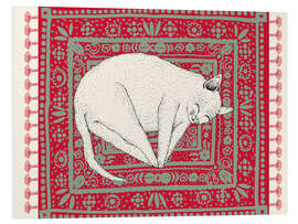 Hartschaumbild Schlafende Katze auf rotem Teppich