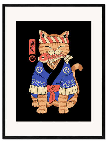 Ingelijste kunstdruk Sushi Meowster